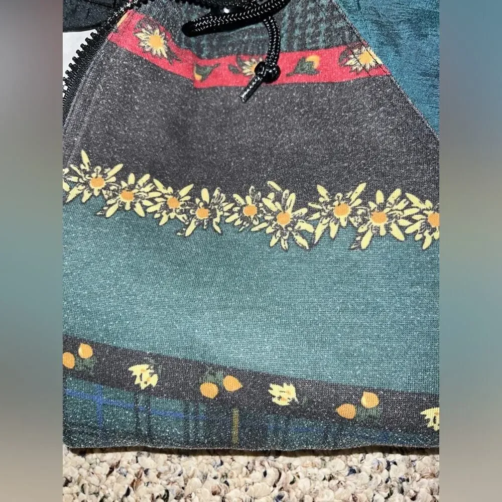Vintage 90s Kaotic Green‎ Flower Print Windbreaker Unisex Size Large